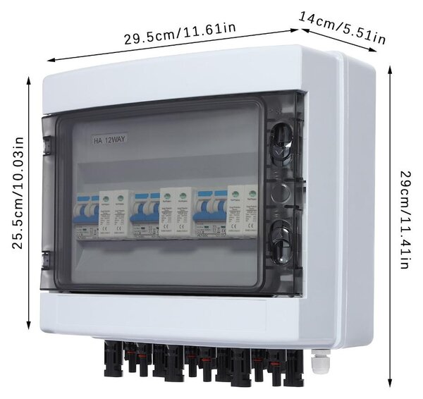 Scatola combinatore per pannelli solari - Bianco - 25A - Grado di protezione IP65 - Per sistemi off-grid