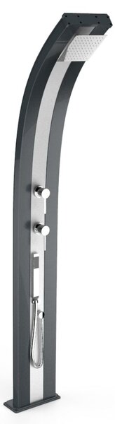 Doccia Solare da Esterno Giardino 40L Miscelatore e Doccetta Mobile Arkema Dada Fascia Inox Grigio