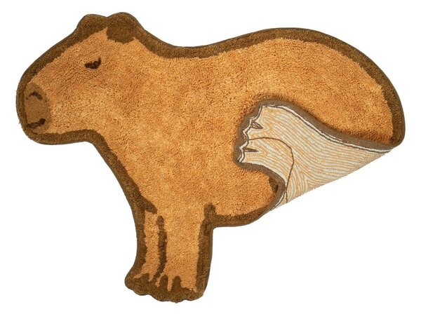 Tappeto per bambini marrone in cotone 52x68 cm Capybara – Sass & Belle
