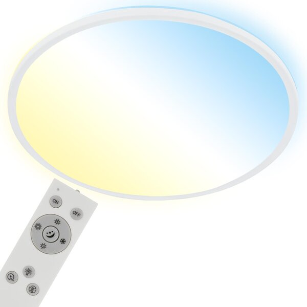 BRILONER - Plafoniera LED CCT, plafoniera LED retroilluminata, ultra piatta, dimmerabile, telecomando, bianco caldo, bianco neutro, bianco freddo, 480x30mm