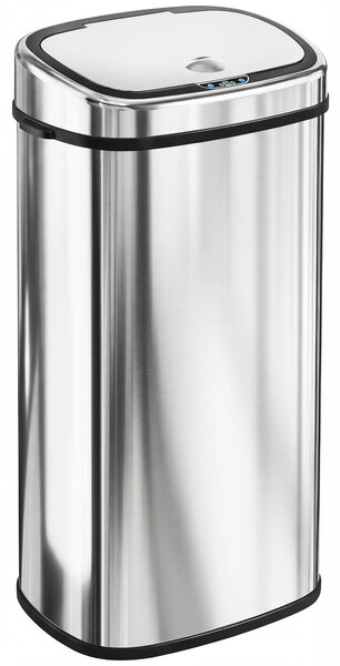 HOMCOM Pattumiera Cestino dei rifiuti in Acciaio Inox con Sensore a Infrarossi 68L, Rettangolare, Colore: Argento