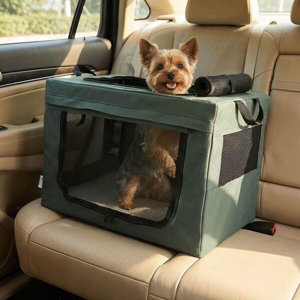 PawHut Trasportino per Cani Mini e Gatti con Cuscino, Sacca di Trasporto e Porte a Rete, 60x42x42 cm, Grigio | Aosom Italy