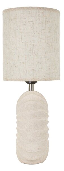 Lampada da tavolo color crema in ceramica con paralume in tessuto (altezza totale 40 cm) Anemone – Mauro Ferretti