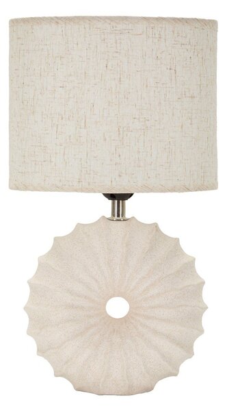Lampada da tavolo color crema in ceramica con paralume in tessuto (altezza totale 40 cm) Anemone – Mauro Ferretti