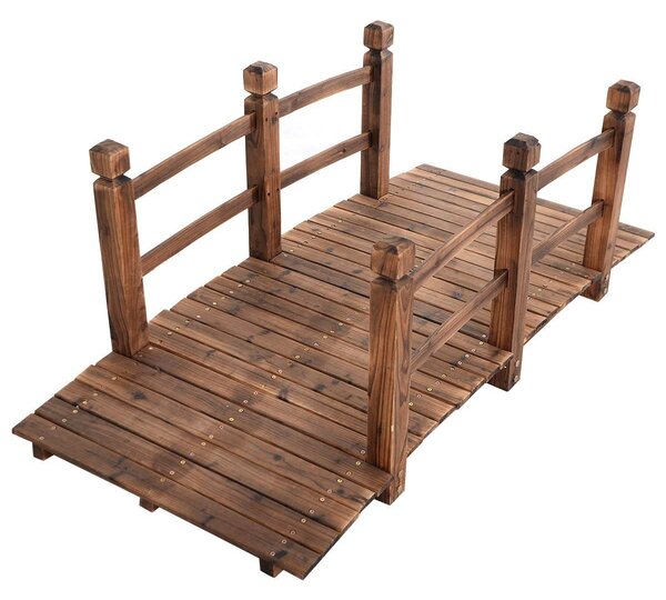 Costway Ponte in legno per giardino con ringhiera Ponte decorativo 150x67x55cm