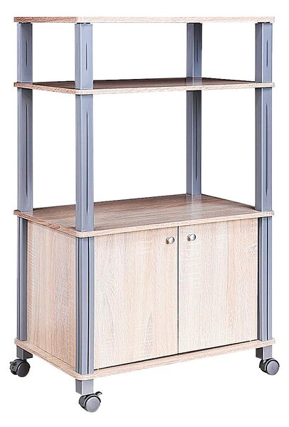 Costway Carrello da cucina multiuso con ruote e 2 ante Carrello in legno a 3 ripiani 60x40x98cm
