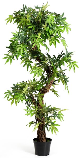Costway Albero artificiale in legno e foglie in plastica da casa o ufficio 160x19x19cm