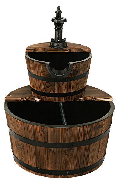 Costway Fontana in legno di abete con 2 livelli e pompa, Flusso dell’acqua regolabile per decorazione