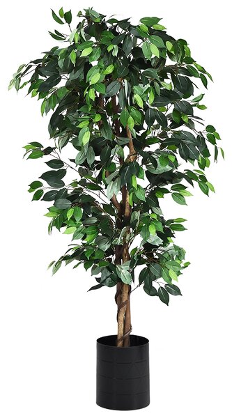 Costway Ficus artificiale 180 cm facile da mantenere, Pianta finta decorativa in vaso per casa giardino ufficio
