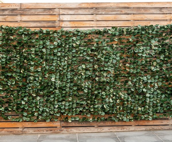 Costway Siepe artificiale con 1908 foglie finte di patata dolce, Siepe finta  per privacy per interno giardino 300x100cm