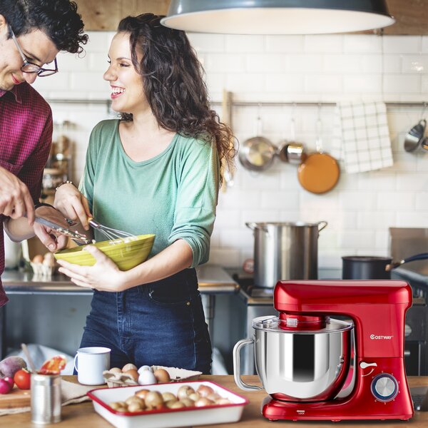 Robot da cucina elettrico, Mixer elettrico con testina inclinata gancio per  planetaria frusta e sbattiuova, Rosso - Costway