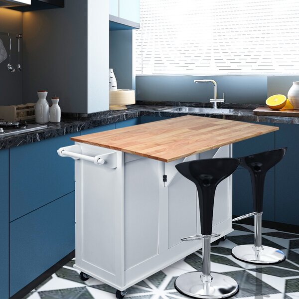 Costway Carrello da cucina a ribalta, Isola da cucina con portaspezie portasciugamani cassetto battilardo armadio