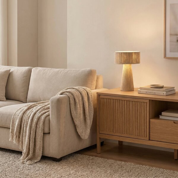 Lampade da tavolo Lindby, Anuva, Beige, Soggiorno, Carta / Cartone, Campagna / rustico