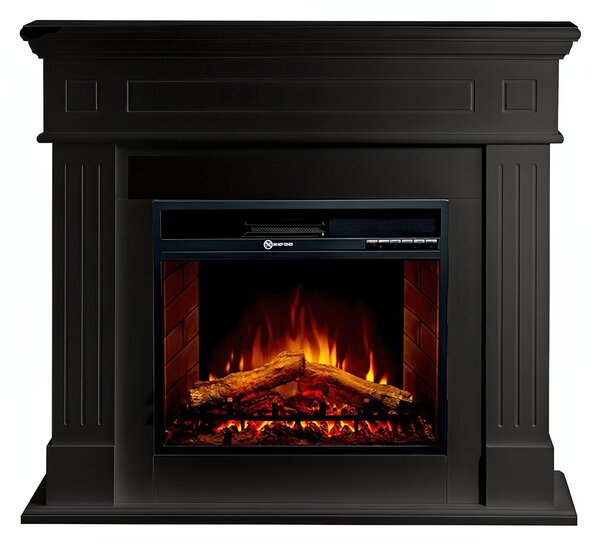 Camino elettrico caminetto da terra CAMBRIDGE in legno NERO Made in Italy in legno Bianco Dimensioni 110x36x h 100 cm Peso 30 kg Volume riscaldabile 30 m2