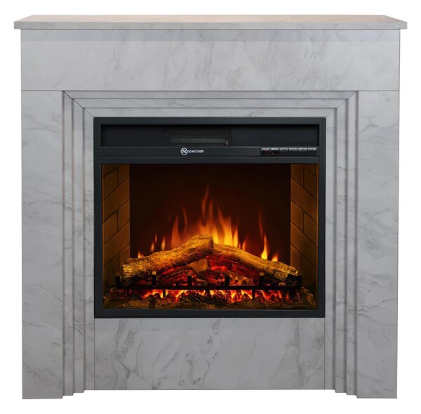 Camino elettrico caminetto da terra BELLINI Effetto Marmo Bianco Made in Italy in legno Bianco Dimensioni 96 x35x h 96 cm Peso 35 kg Volume riscaldabile 30 m2