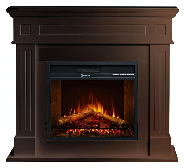 Camino elettrico caminetto da terra CAMBRIDGE in legno NOCE Made in Italy in legno Bianco Dimensioni 110x36x h 100 cm Peso 30 kg Volume riscaldabile 30 m2