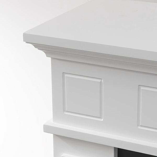 Camino elettrico caminetto da terra JEFFERSON in legno Bianco Dimensioni 89,5x28x h90,5 cm Volume riscaldabile 30 m2