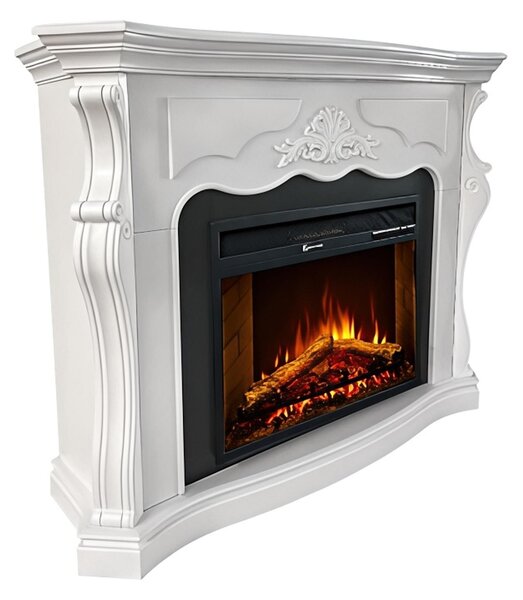Camino elettrico caminetto da terra PARIGI in legno Bianco Made in Italy in legno Bianco Dimensioni 123x39x h 100 cm Peso 35 kg Volume riscaldabile 30 m2