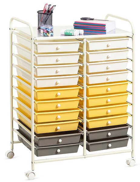 Costway Carrello cassettiera multiuso e leggero con 20 cassetti, Contenitore con ruote per ufficio e casa Multicolore