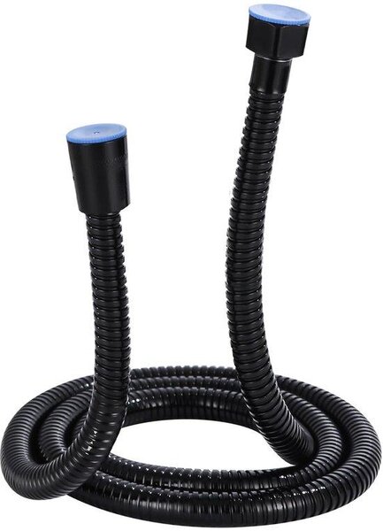 Doccetta con getto a pioggia, 6 ugelli, a risparmio idrico, lunghezza 1,5 m, installazione senza foratura, soffione, fissaggio sicuro, colore nero
