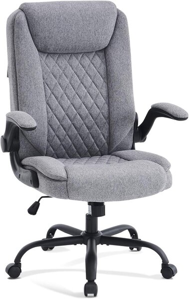 Sedia da ufficio, sedia ergonomica per ufficio con braccioli imbottiti, pieghevole, regolabile in altezza, con funzione di inclinazione e poggiatesta, confortevole