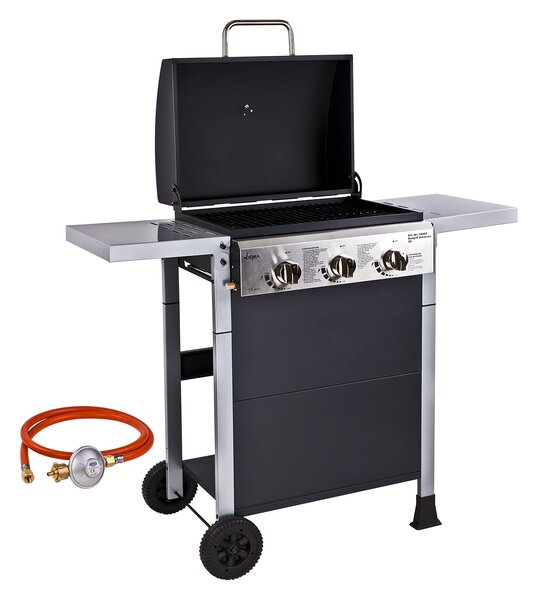 Griglia a gas Griglia a gas Carrello per grigliate Barbecue BBQ 3 fiamme 8,1 kW 107x52x103 cm