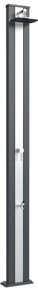 Doccia Solare da Esterno Giardino 30L Miscelatore e Lavapiedi Arkema Spring S Fascia Inox Grigio An