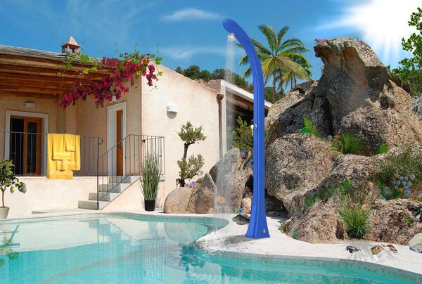 Doccia Solare da Esterno Giardino 20L Miscelatore e Lavapiedi Arkema Happy One Ruby