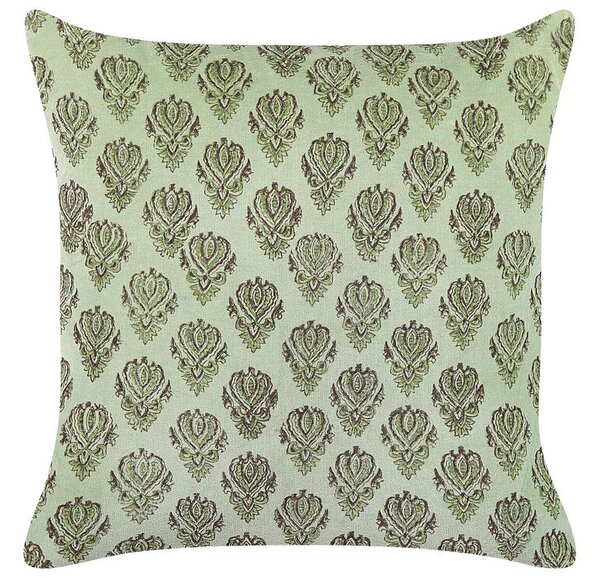 Cuscino in velluto con motivo floreale 45x45 cm verde stile boho camera da letto soggiorno Beliani