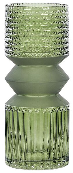 Vaso di fiori con forma irregolare in vetro di colore verde oliva 26 dal design moderno Beliani