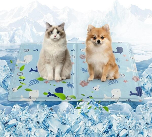 Tappetino refrigerante per cani, 50x65 cm, auto-refrigerante, gel non tossico, impermeabile, motivo marino