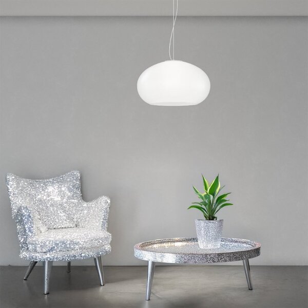 Lampadario vetro soffiato bianco latte top light casper 1218 s42 bi e27 led - Top Light