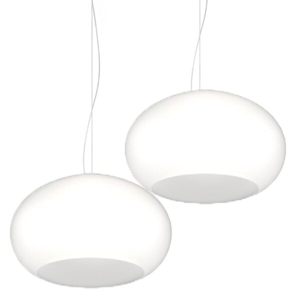 Lampadario 2 luci vetro soffiato bianco top light casper 1218 s2 s42 bi e27 led - Top Light