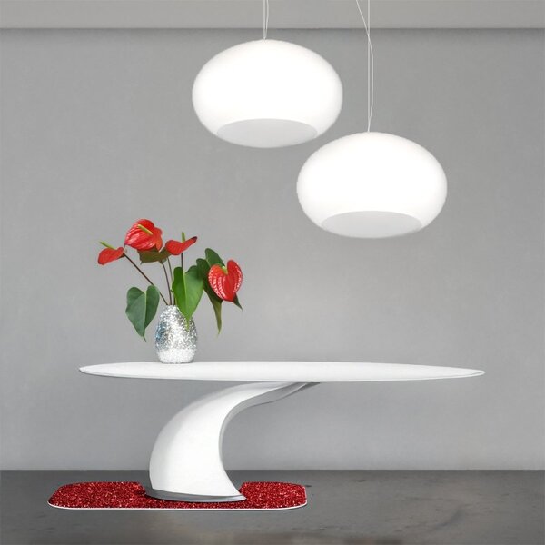 Lampadario 2 luci vetro soffiato bianco top light casper 1218 s2 s42 bi e27 led - Top Light