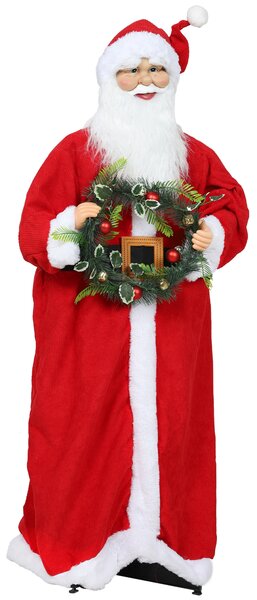 HOMCOM Statuetta di Babbo Natale, in piedi Babbo Natale, attivazione vocale, musica festosa, braccia flessibili, 110 cm, rosso | Aosom Italy