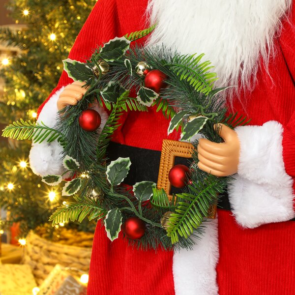 HOMCOM Statuetta di Babbo Natale, in piedi Babbo Natale, attivazione vocale, musica festosa, braccia flessibili, 110 cm, rosso | Aosom Italy