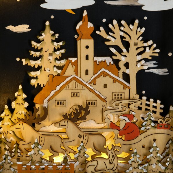 HOMCOM Calendario dell'Avvento da Riempire con 24 Cassetti e Luci a LED, in Legno Naturale 36 x 9 x 52 cm | Aosom Italy