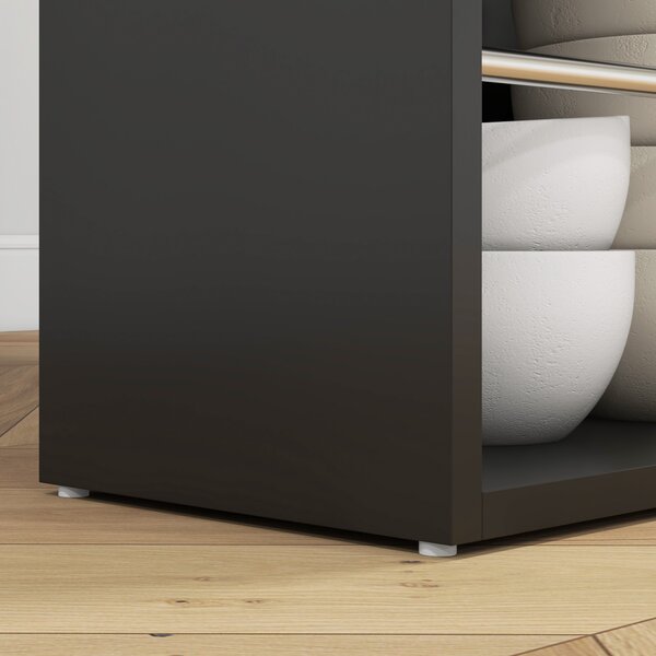 HOMCOM Tavolo Alto da Bar Tavolo da Cucina con 3 Ripiani Struttura in Legno Stile Moderno 112x57x106 cm Nero e Naturale | Aosom Italy