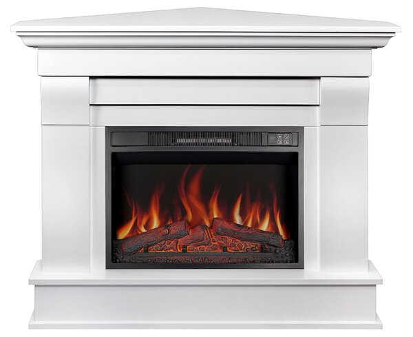 Camino elettrico a pavimento, modello angolare, bianco - 1800 Watt - Per uso interno