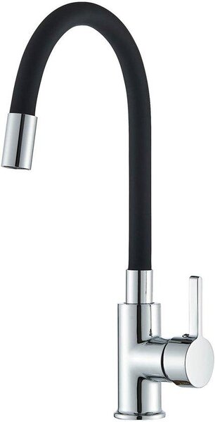 Rubinetto da cucina flessibile con bocca girevole a 360°, in ottone e cromo, per acqua calda e fredda