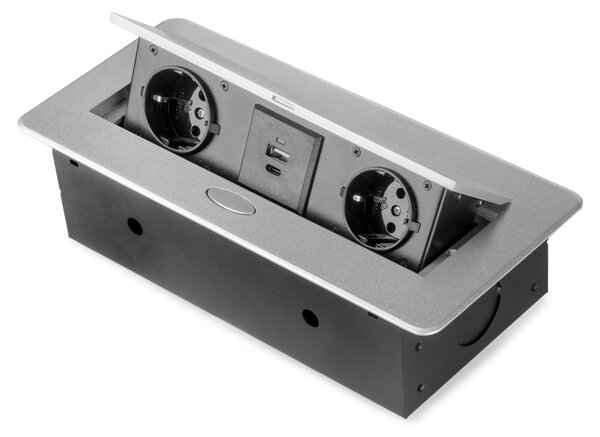 Multipresa Atom 26 Lite per Scrivania Verniciato Alluminio Zama e Acciaio e Tecnoplastica Emuca