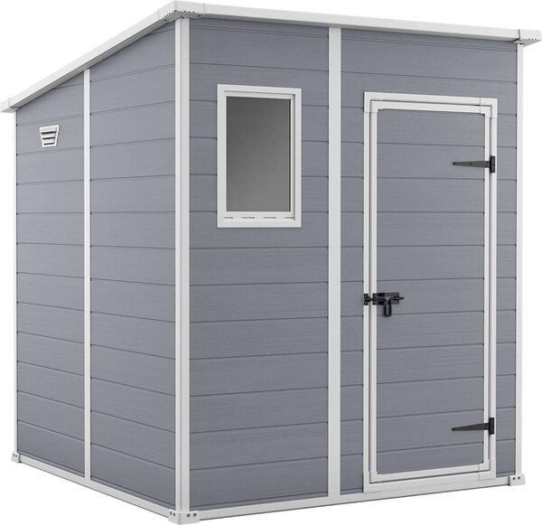 Casetta da giardino Keter Manor Pent 6x6, dimensioni esterne: 183cm x 185cm x 200cm, resistente alle intemperie