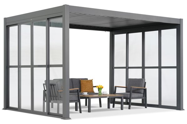 Pergola autoportante Lagos 3x4 con porte su due lati 4m e un lato 3m Garden Point antracite