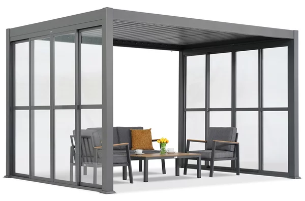 Pergola autoportante Lagos 3x4 con porte su due lati 4m e un lato 3m Garden Point antracite