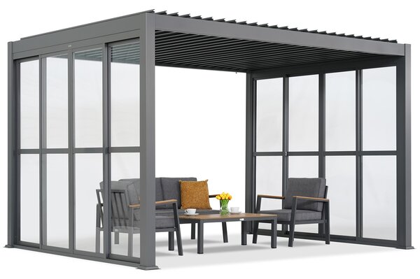 Pergola autoportante Lagos 3x3 con porta su due lati Garden Point antracite
