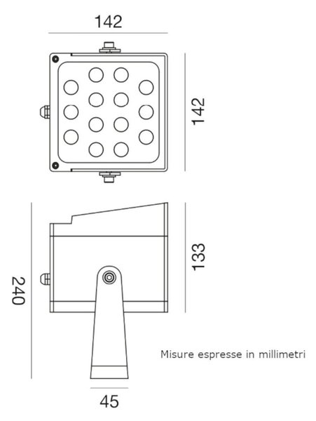 Proiettore moderno gea led ges2233 led ip65 alluminio vetro orientabile - Gea Led