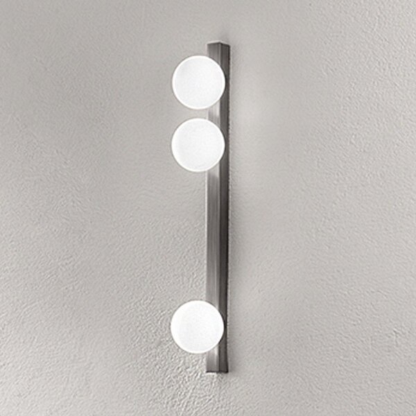 Applique perenz snooky 8480 gr g9 led metallo grigio titanio sfera vetro soffiato bianco - Perenz