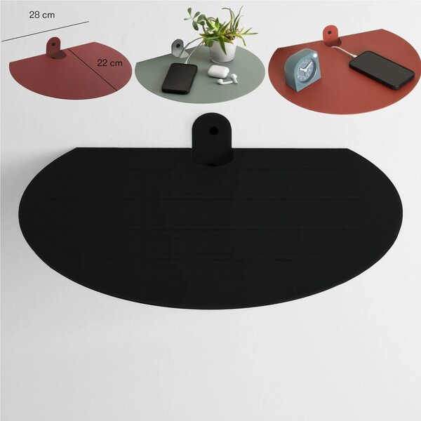 Mensola in metallo, Comodino, POINT mensola in metallo da muro Dimensioni 28x22x h 5 cm Portata massima 10 kg in acciaio verniciato Nero RAL 9005
