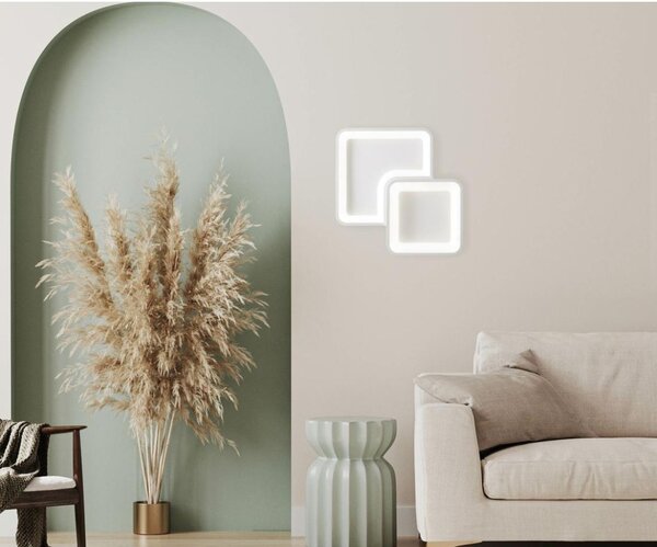 DAMA PLAFONIERA QUADRATA IN METALLO BIANCO LED 30W LUCE 3000K-4000K DESIGN MODERNO