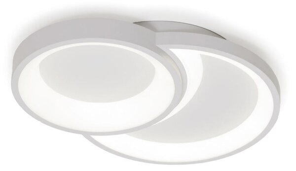 TWIN PLAFONIERA ORIGINALE TONDEGGIANTE IN METALLO BIANCO LED 24W LUCE 3000K-4000K DESIGN MODERNO